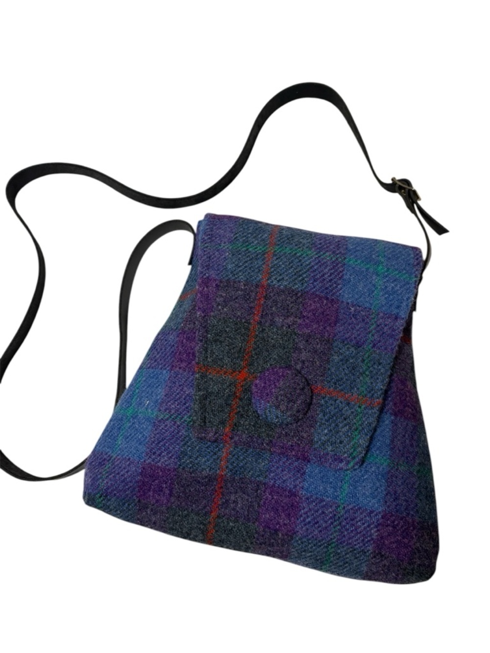 Harris Tweed handwoven wool/Genuine Leather  crossbody bag nwot